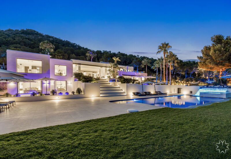 Villa Blue Mediterraneo: Activities, Amenities, Balcony / Terrace / Patio, Building Exterior, Food, Hot Tub, Kitchen, Living Room, Outdoor, Pool, Scenic View, Spring, Summer, Wellness