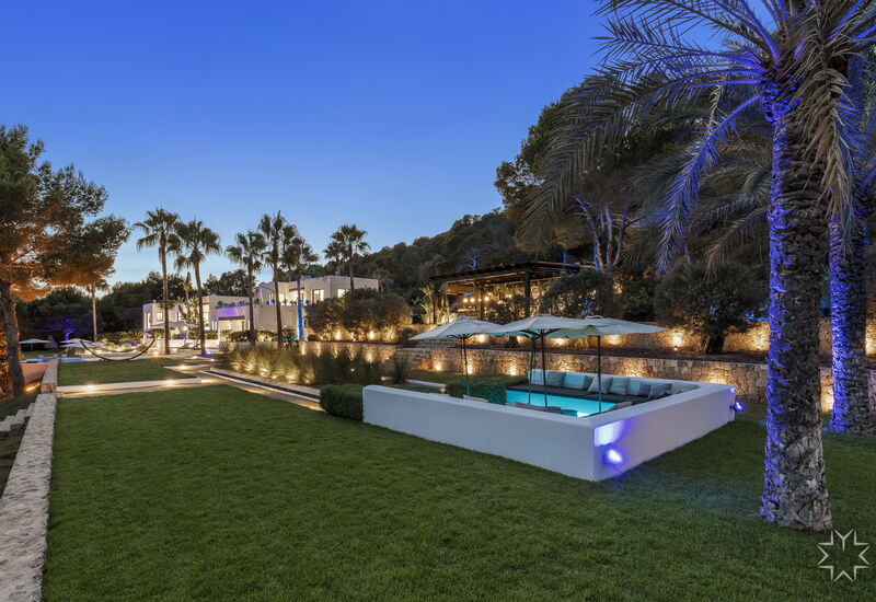 Villa Blue Mediterraneo: Activities, Amenities, Balcony / Terrace / Patio, Building Exterior, Food, Hot Tub, Kitchen, Living Room, Outdoor, Pool, Scenic View, Spring, Summer, Wellness