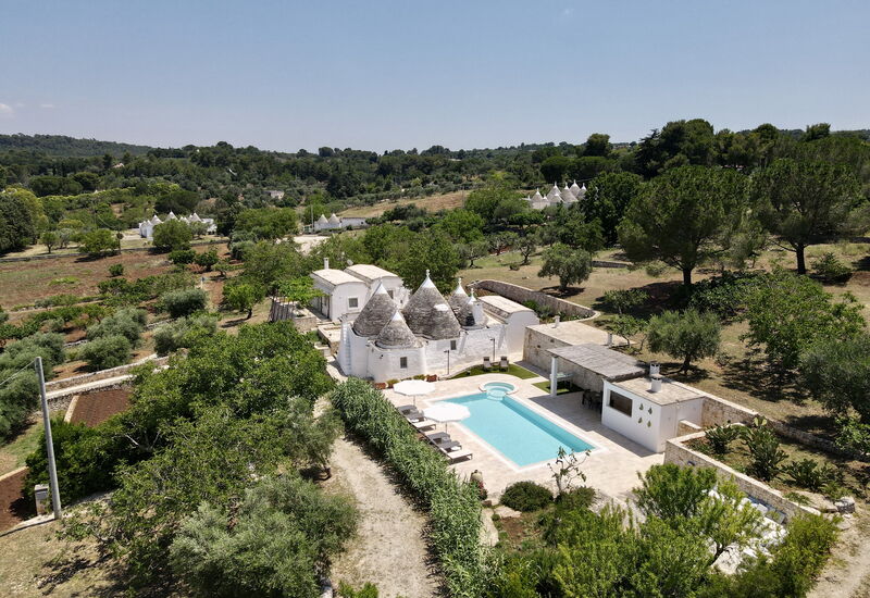 Trullo Francesca: Activities, Amenities, Balcony / Terrace / Patio, Building Exterior, Garden, Pool, Spring, Summer