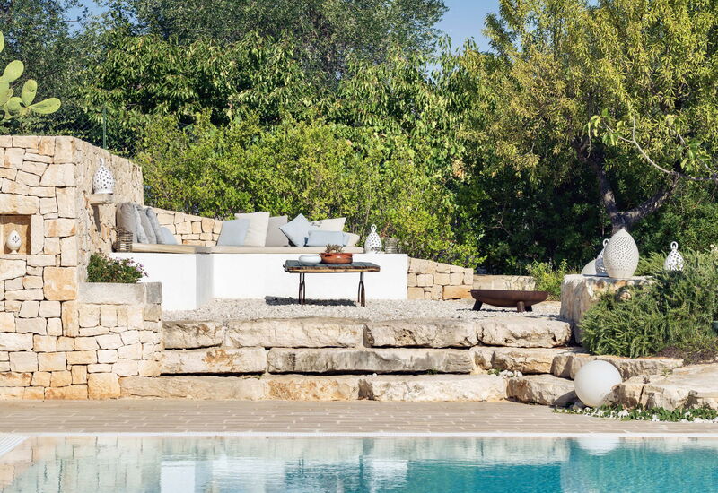 Trullo Francesca: Activities, Amenities, Balcony / Terrace / Patio, Building Exterior, Garden, Pool, Spring, Summer