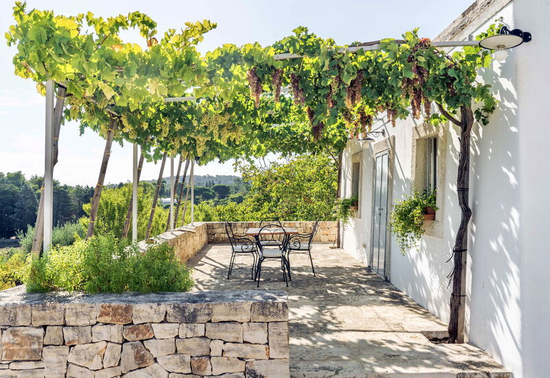 Trullo Francesca: Activities, Amenities, Balcony / Terrace / Patio, Building Exterior, Garden, Pool, Spring, Summer