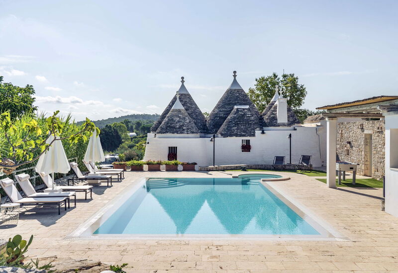 Trullo Francesca: Activities, Amenities, Balcony / Terrace / Patio, Building Exterior, Garden, Pool, Spring, Summer